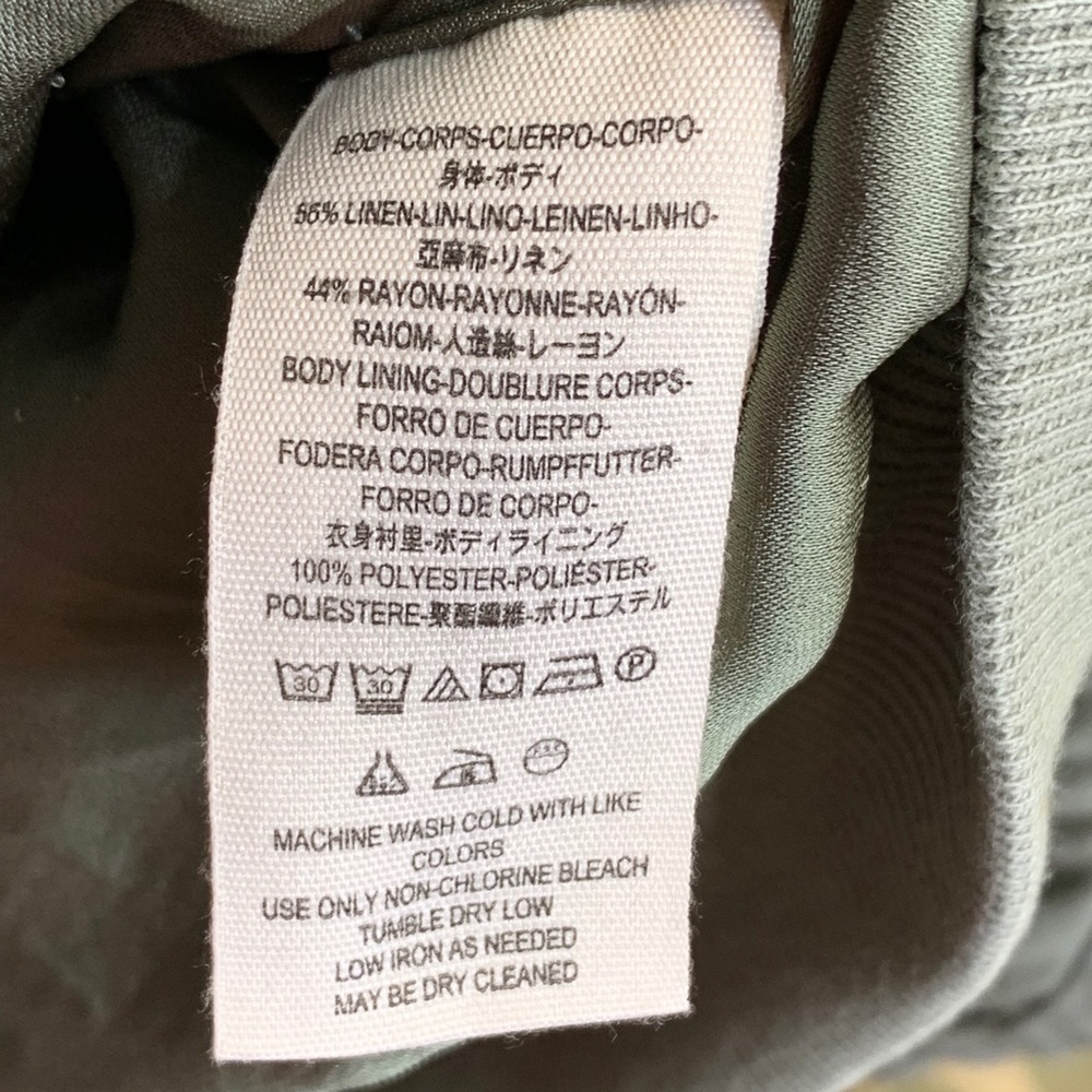 FREE PEOPLE Festival Wear Ruched Linen Oliver Green Bomber Jacket, S - Picture 13 of 16
